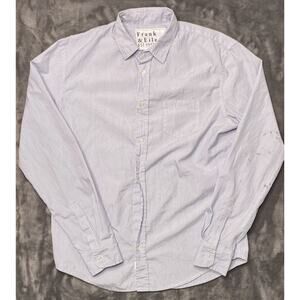 Frank & Eileen Luke Button Up Shirt Men's Small Blue Striped Made In USA